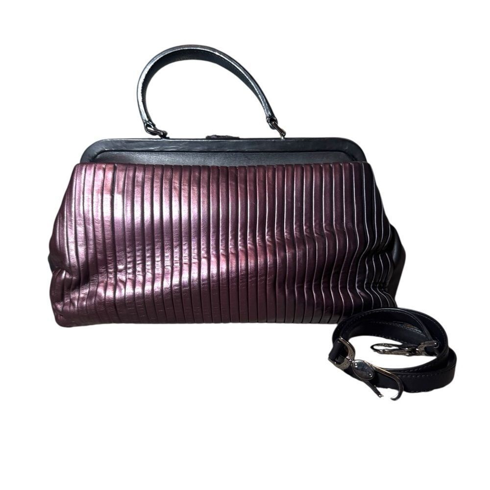 DOLCE & GABBANA Metallic Purple Pleated & Black Leather Doctor Bag Ltd Edition - Picture 3 of 16